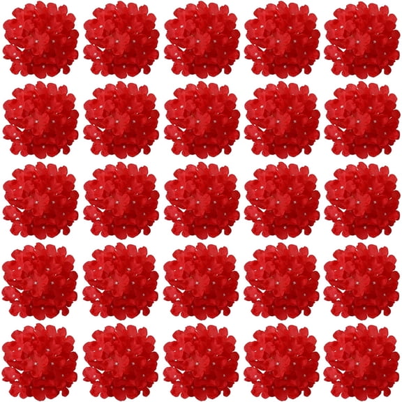 Silk Hydrangea Heads Artificial Flowers Heads and Stems Fake Hydrangea Flowers for Home Wedding Decor (Pure White)