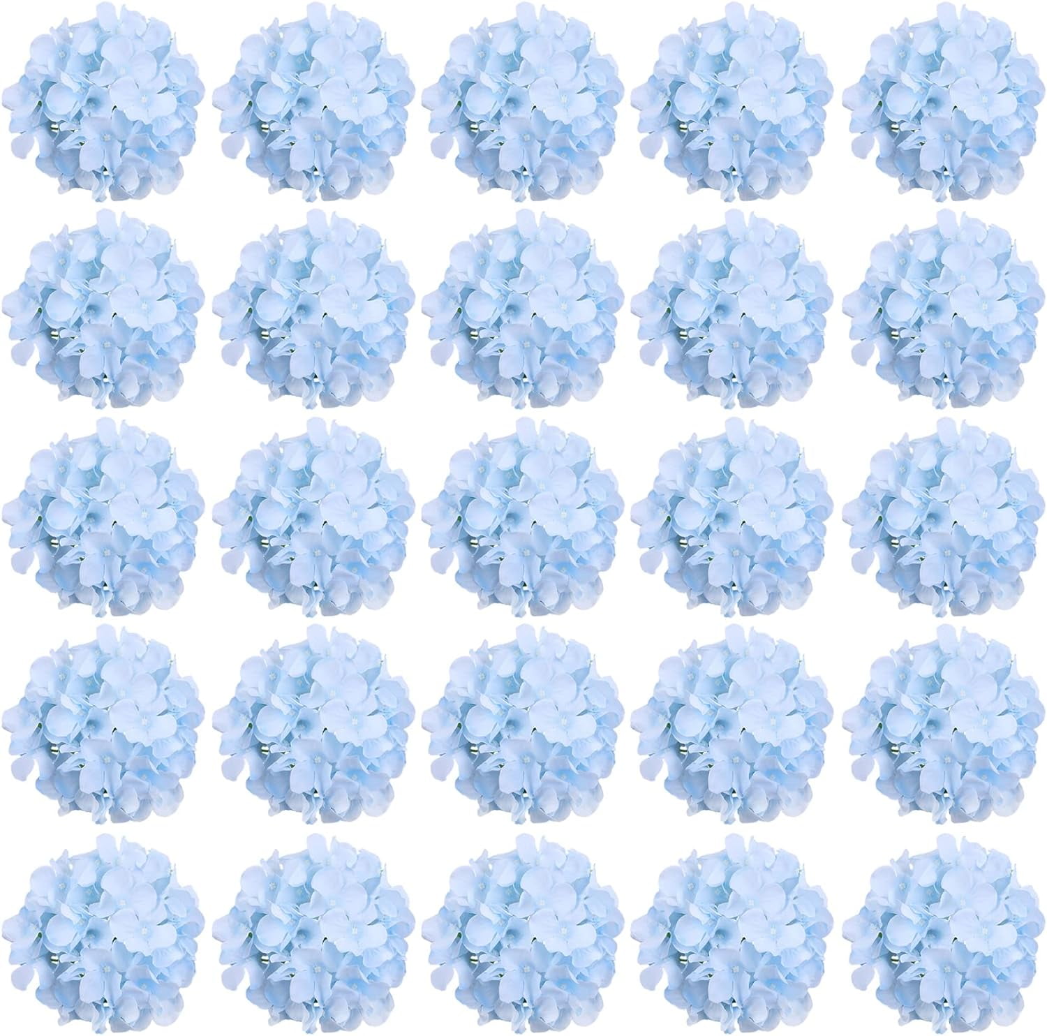 Silk Hydrangea Heads Artificial Flowers Heads and Stems Fake Hydrangea Flowers for Home Wedding Decor (Pure White)