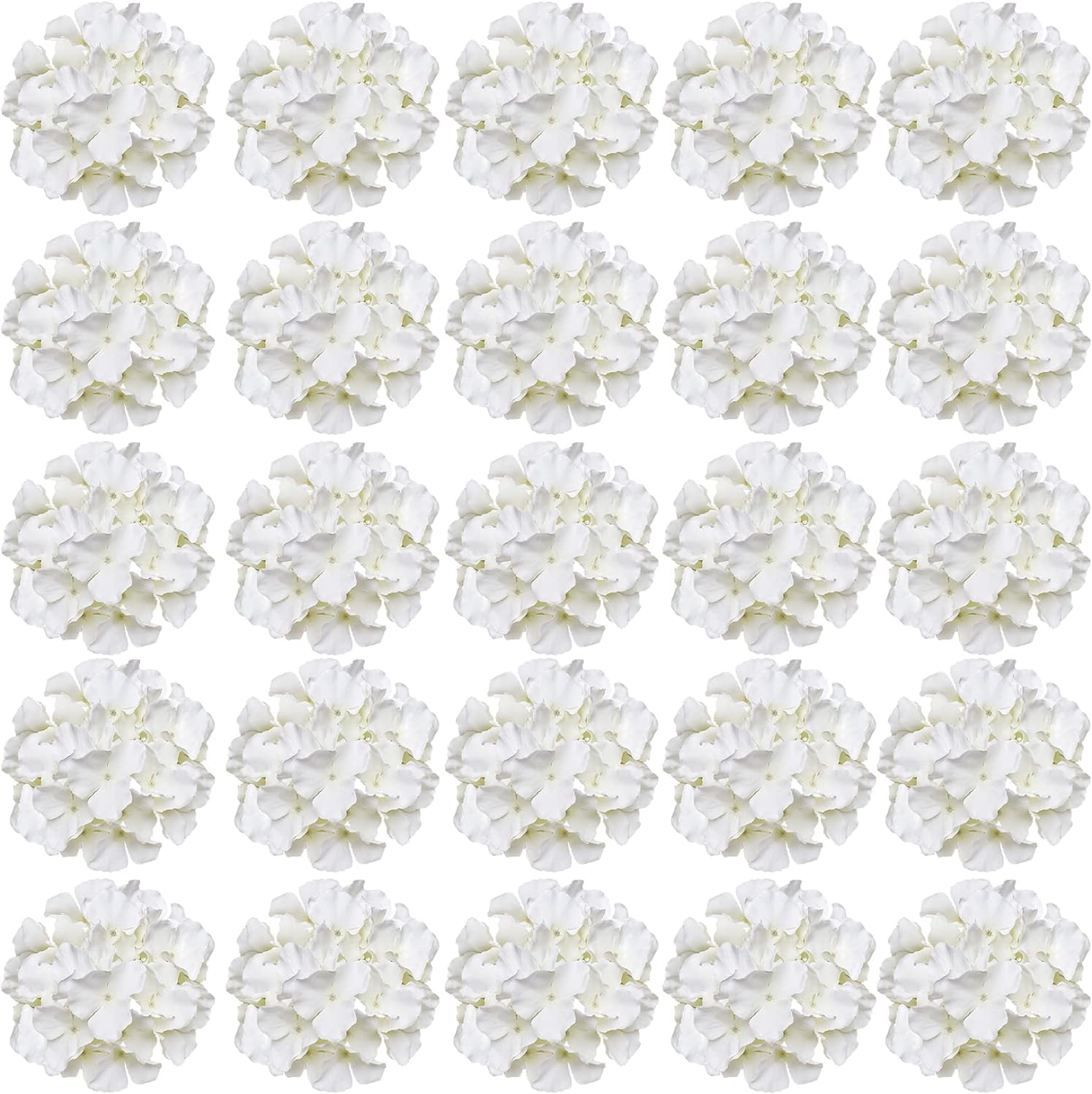 Silk Hydrangea Heads Artificial Flowers Heads and Stems Fake Hydrangea Flowers for Home Wedding Decor (Pure White)