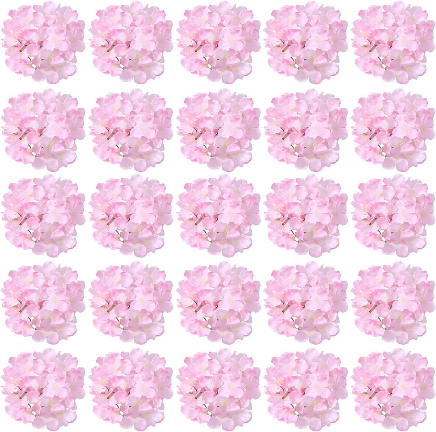 Silk Hydrangea Heads Artificial Flowers Heads and Stems Fake Hydrangea Flowers for Home Wedding Decor (Pure White)