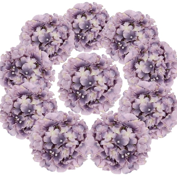 Silk Hydrangea Heads Artificial Flowers Heads with Stems for Home Wedding Decor,Pack of (Dream Purple)
