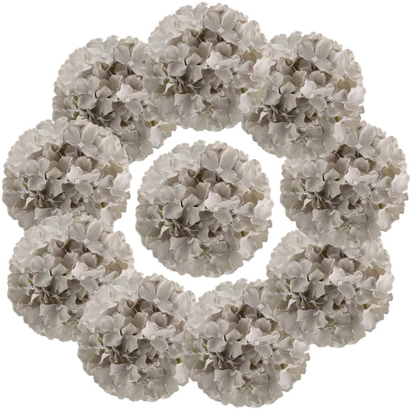 Silk Hydrangea Heads Artificial Flowers Heads with Stems for Home Wedding Decor,Pack of (Gray)