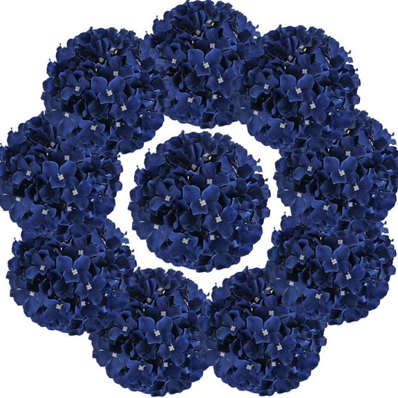 Silk Hydrangea Heads Artificial Flowers Heads with Stems for Home Wedding Decor,Pack of (Royal Blue)