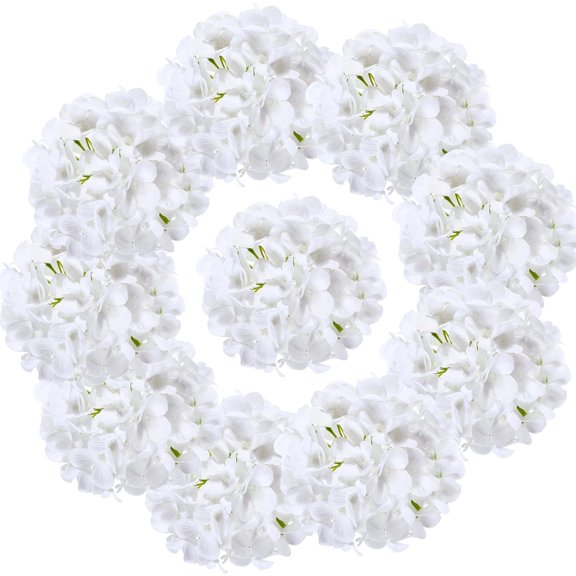 Silk Hydrangea Heads with Stems Artificial Flowers Heads for Home Wedding Decor(Off White 20PCS)