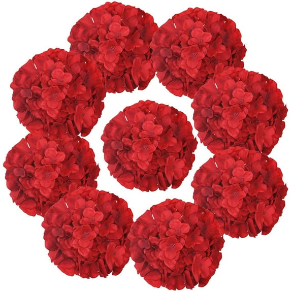 Silk Hydrangea Heads with Stems Artificial Flowers Heads for Home Wedding Decor,Pack of 10 (Sky Blue) A