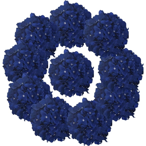 Silk Hydrangea Heads with Stems Artificial Flowers Heads for Home Wedding Decor,Pack of 10 (Sky Blue)