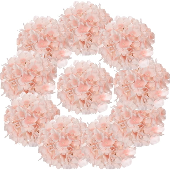 Silk Hydrangea Heads with Stems Artificial Flowers Heads for Home Wedding Decor,Pack of 10 (Sky Blue)