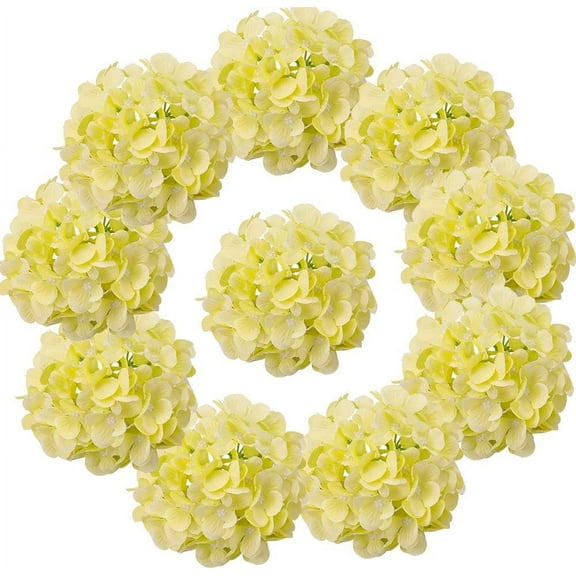 Silk Hydrangea Heads with Stems Artificial Flowers Heads for Home Wedding Decor,Pack of 10 (Sky Blue)