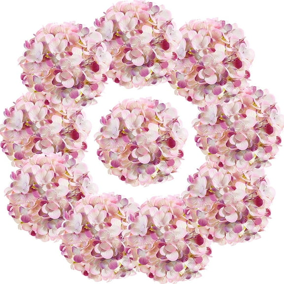 Silk Hydrangea Heads with Stems Artificial Flowers Heads for Home Wedding Decor,Pack of 10 (Sky Blue)