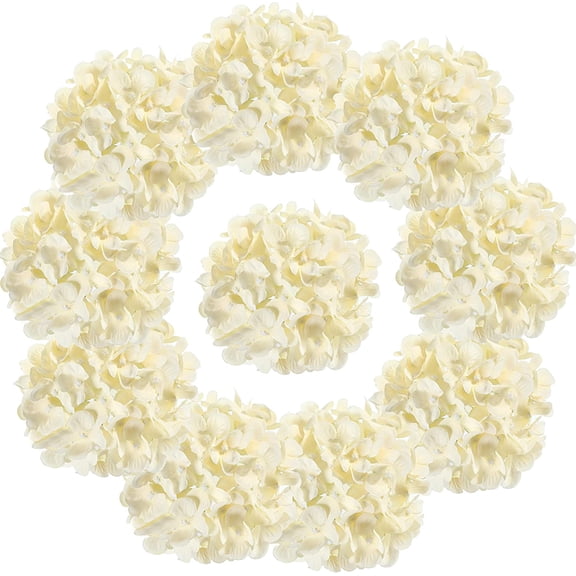Silk Hydrangea Heads with Stems Artificial Flowers Heads for Home Wedding Decor,Pack of 10 (Sky Blue)
