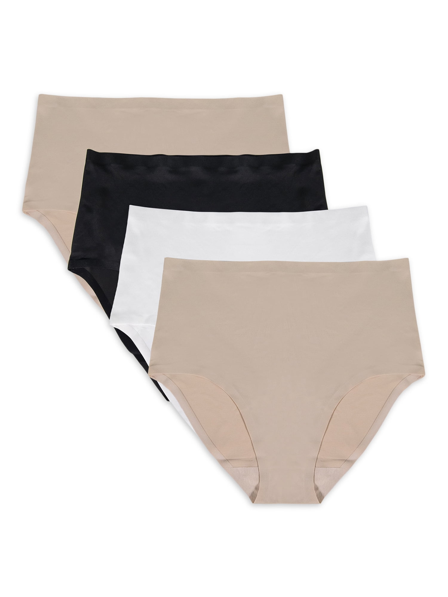 INNERSY Women's Plus Size XL-5XL Cotton Underwear High Waisted Briefs  Panties 4-Pack (2XL,Black) 