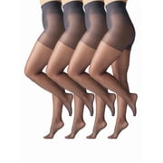 Silk Impressions Women's Control Top Pantyhose, 20 Denier Sheer, 4-Pack, Sizes S-3XL