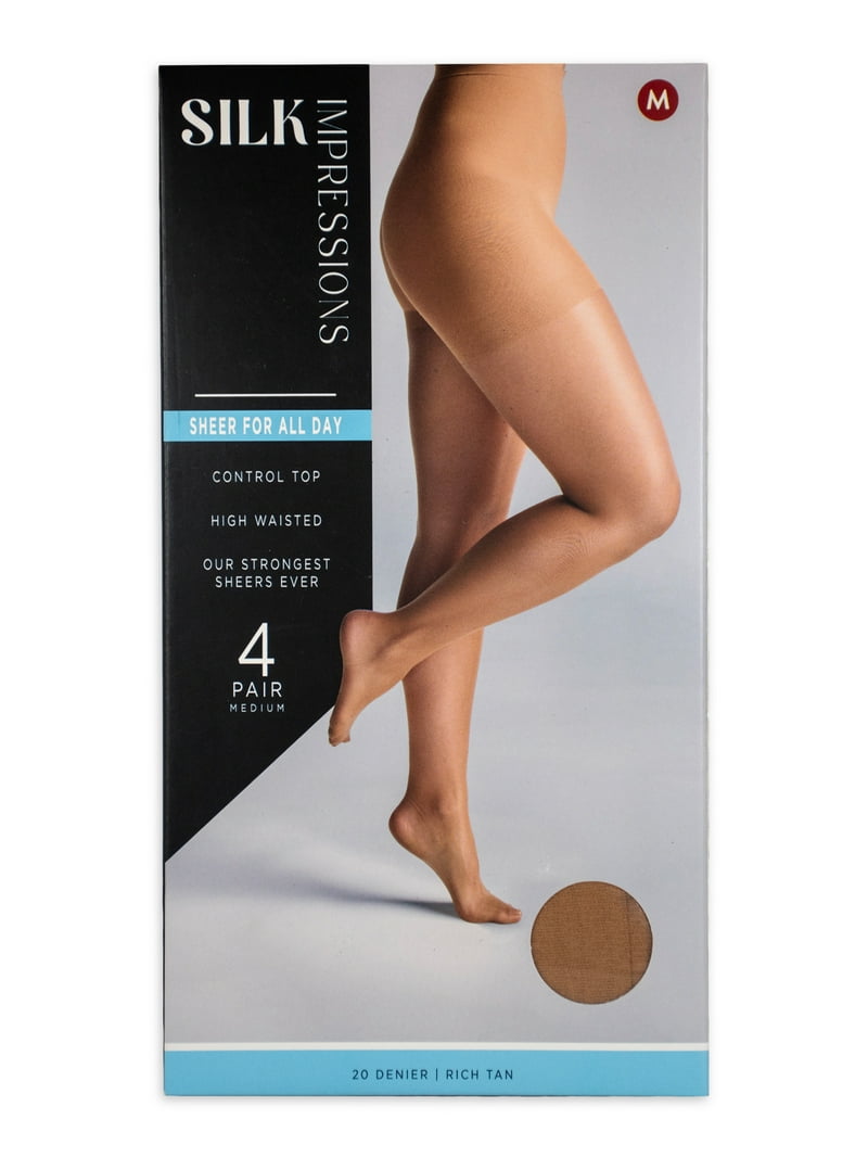 Silk Impressions Women's Control Top Pantyhose, 20 Denier Sheer, 4