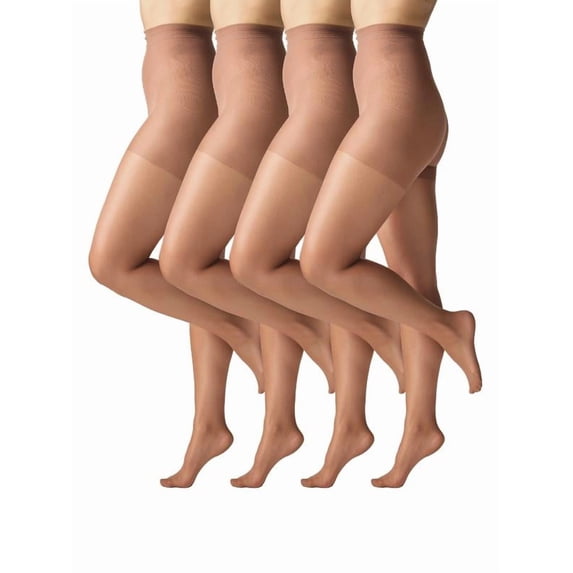 Silk Impressions Women's Control Top Pantyhose, 20 Denier Sheer, 4-Pack, Sizes S-3XL
