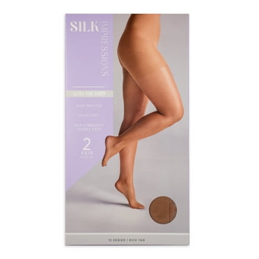 Silk Impressions Fine Sheer Pantyhose, 15 Denier Ultra Sheer, 2-pack, Sizes S to 3XL