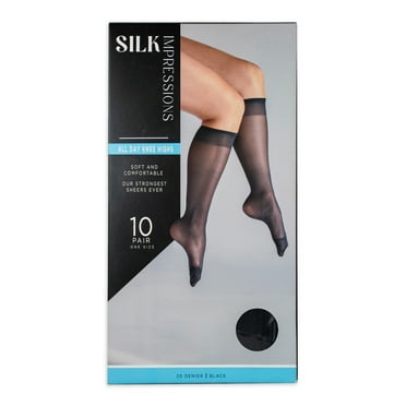 Silk Impressions Sheer Knee High, 20 Denier Sheer, 10-pack, One Size