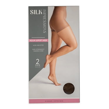 Silk Impressions Sheer Support Pantyhose, 20 Denier Sheer, 2-pack, Sizes S to 3XL
