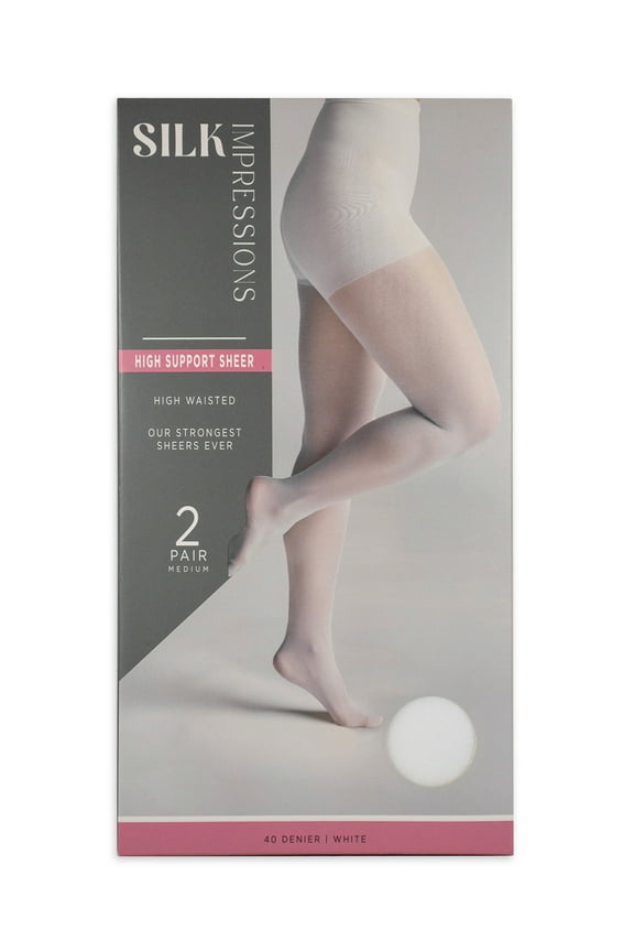 40 Denier Sheer Support Pantyhose for Women, Sizes S-3XL, 2-Pack