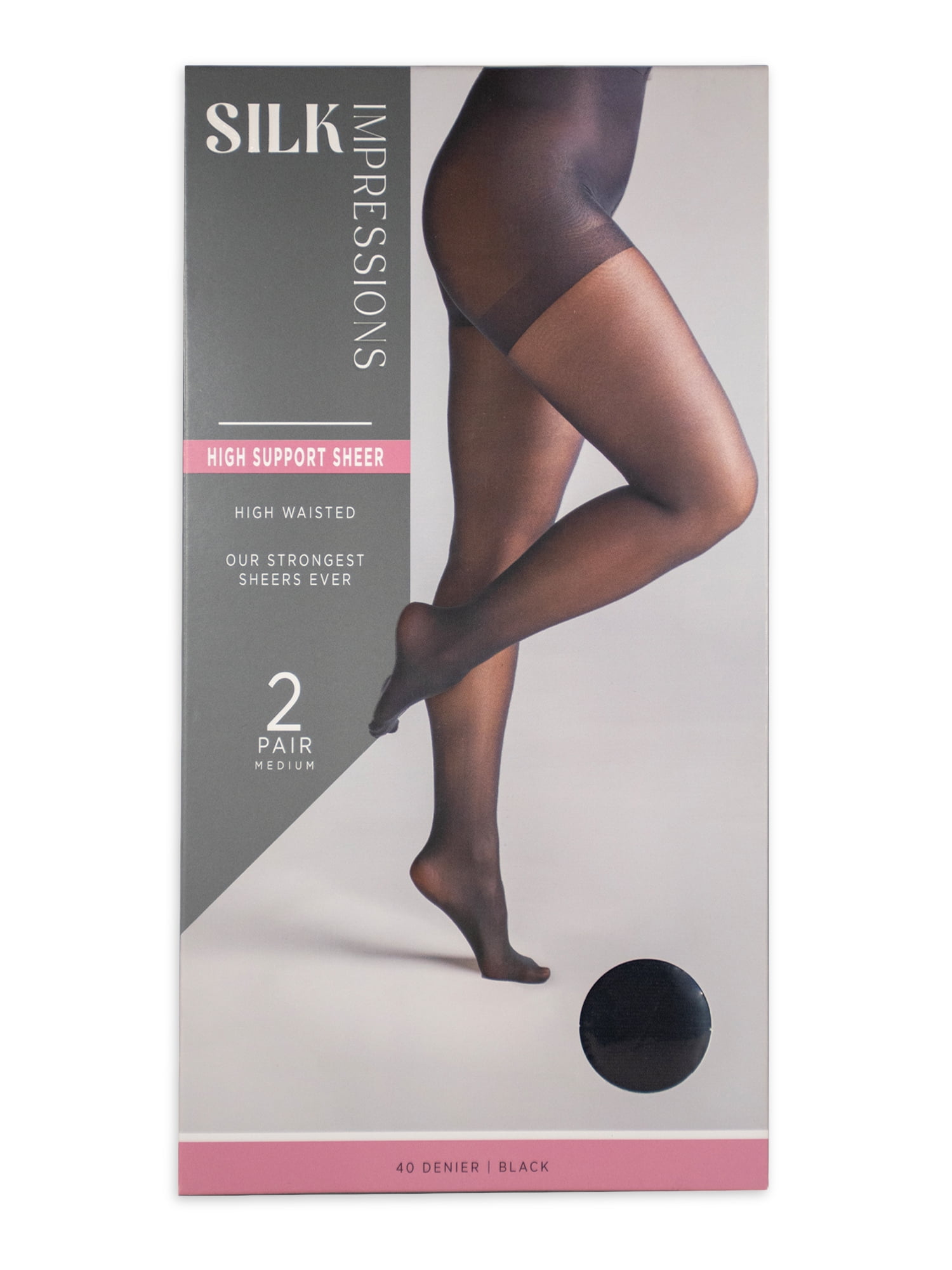 HUE Women's So Silky Control Top Sheer Tights With Invisible Reinforced  Toe, Black - 2 Pair Pack, 1 at  Women's Clothing store