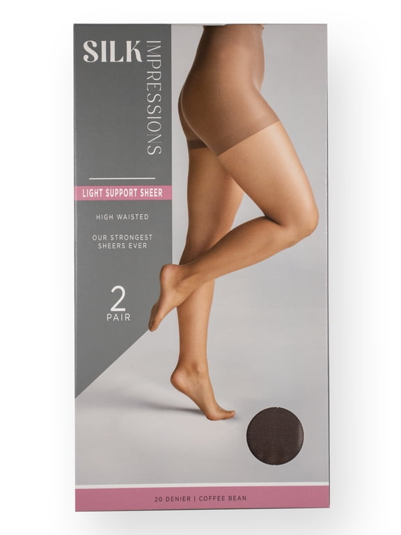 20 Denier Sheer Tights and Control Top Pantyhose for Women, Sizes S-3XL, 2-Pack