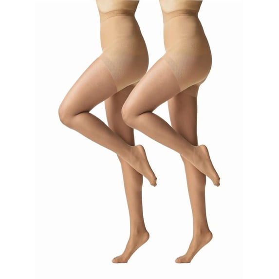 Silk Impressions Women's Sheer Support Pantyhose, 30 Denier Sheer, 2-Pack, Sizes S-3XL