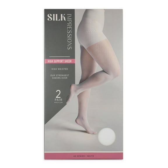 Silk Impressions 40 Denier Sheer Support Pantyhose for Women, Sizes S-3XL, 2-Pack