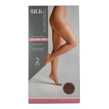 Silk Impressions Sheer Support Pantyhose, 40 Denier Semi-Sheer, 2-pack, Sizes S to 3XL