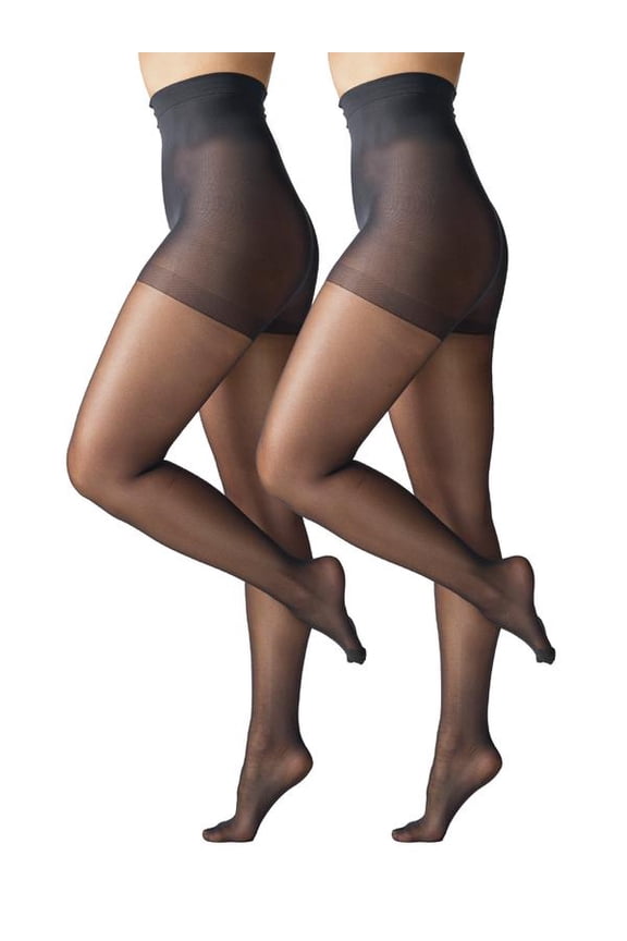 Shimmer Sheer Pantyhose for Women, 20 Denier Sheer, Sizes S-3XL, 2-Pack