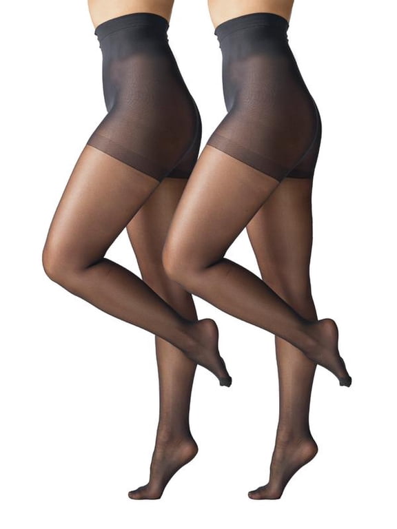 Shimmer Sheer Pantyhose for Women, 20 Denier Sheer, Sizes S-3XL, 2-Pack