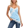 thumbnail image 1 of Silk Lace Trim Camisole Tops for Women Satin Asymmetrical Tank Top Backless Lace Patchwork Cami Going Out, 1 of 4