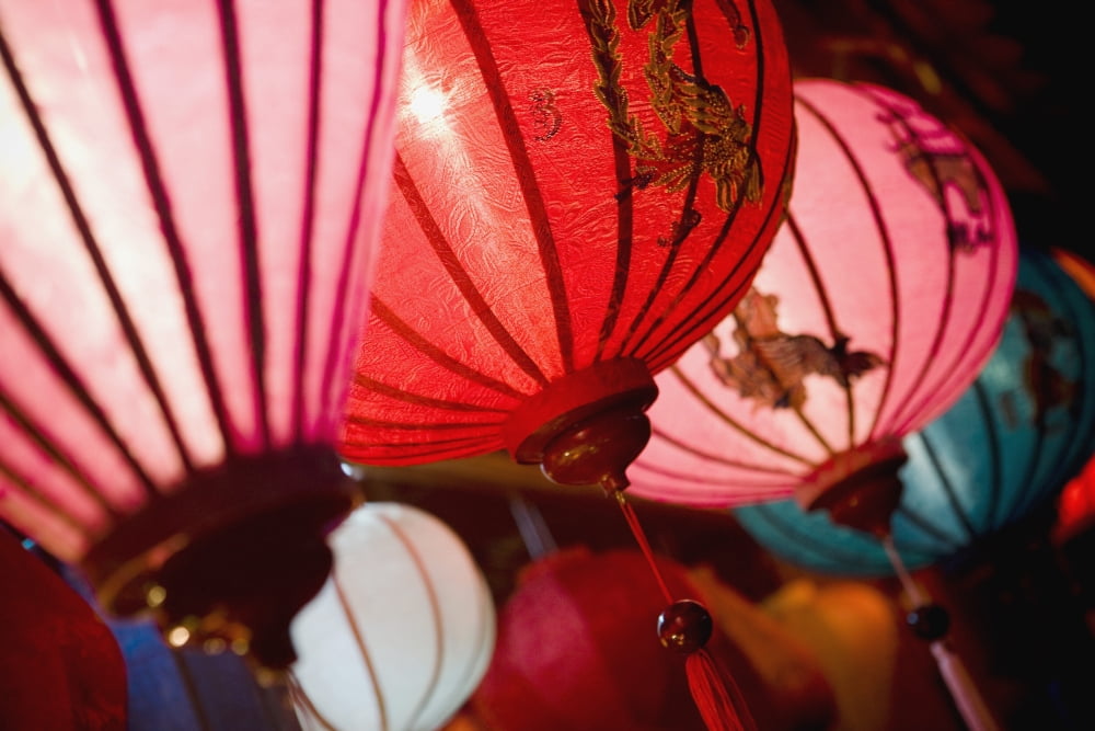 Silk Lanterns Illuminated At Night In Hoi An Canvas Art - Toby Adamson Design Pics (38 x 24)