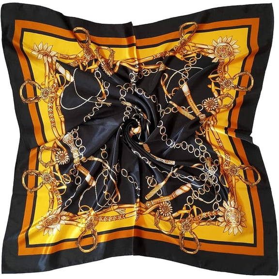 Silk Like Head Scarf for Women Satin Printed Bandana for Hair Wrapping Fashion Accessory 35 Inch Square Hair Scarf