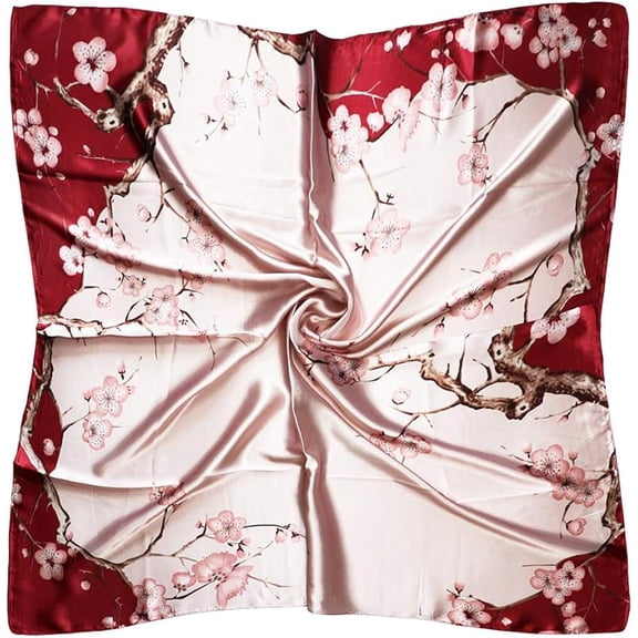 Silk Like Head Scarf for Women Satin Printed Bandana for Hair Wrapping Fashion Accessory 35 Inch Square Hair Scarf