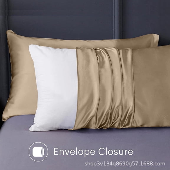 Silk-Like Imitation Silk Washed Pillowcase With Zipper Closure, Soft Breathable Smooth And Cool For Hair And Skin, 2-Pack Set Size 51*66Cm (20*26 Inches)