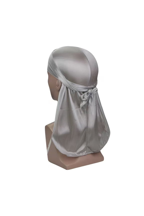 Silk-Like Long Tail Durag for Men Satin Hair Wrap Hat in Solid Colors