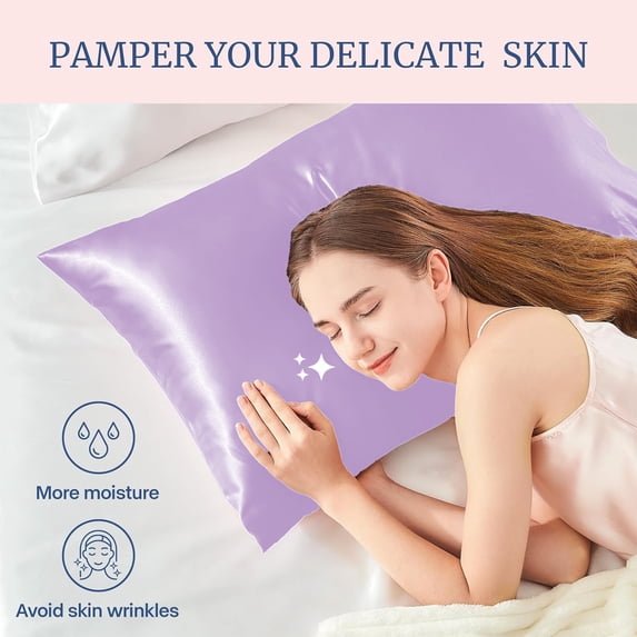 Silk-Like Satin Pillowcase with Envelope Closure, Soft Pillow Cases , 1-Pack