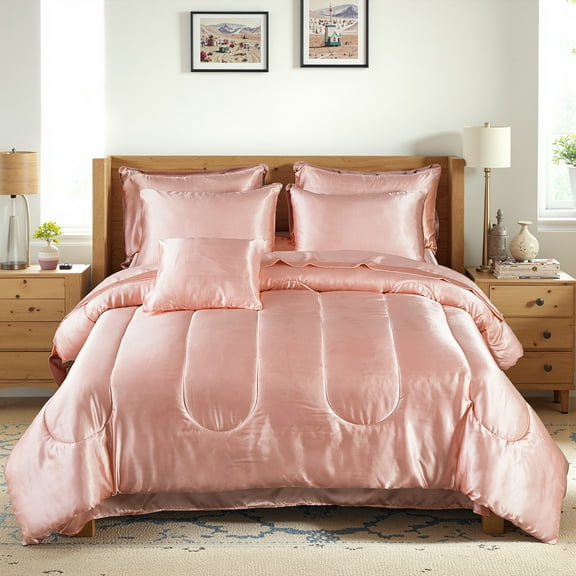 Silk Like Silky Comforter Set With Sheet Set Satin Bedding Comforter Set Hotel Silky Pattern Home Deocr Luxury Silky Comforter Set With 1 Cushion Cover 200g Microfiber Filling Soft Lightweight For Al