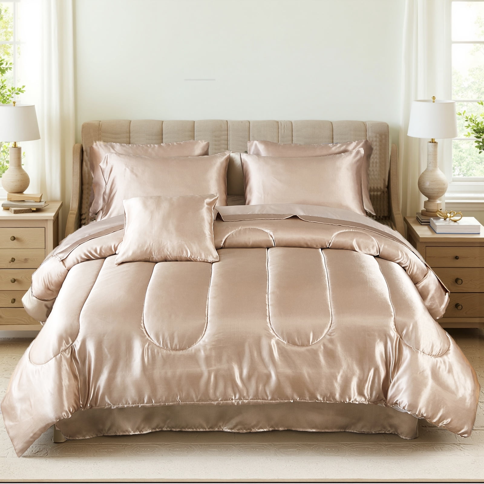 Silk Like Silky Comforter Set With Sheet Set Satin Bedding Comforter ...