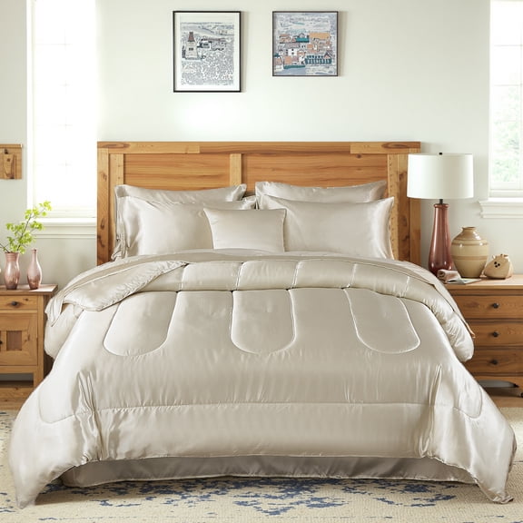 Silk Like Silky Comforter Set With Sheet Set Satin Bedding Comforter Set Hotel Silky Pattern Home Deocr Luxury Silky Comforter Set With 1 Cushion Cover 200g Microfiber Filling Soft Lightweight For Al