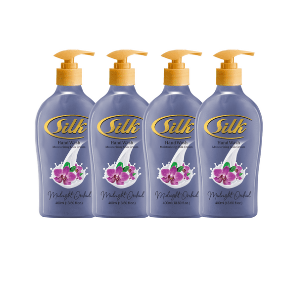 Silk Midnight Orchid Moisturizing Hand Soap, Gentle Daily Hand Wash for Soft Hands 13.6 fl oz 4 Pack