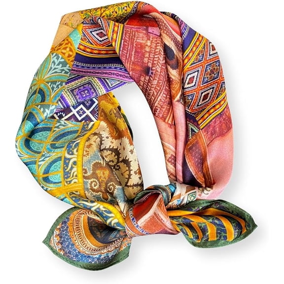 Silk Neck Scarf for Women 21"x21" - 100% Mulberry Square Scarf, Soft & Lightweight with Elegant Gift Packaging
