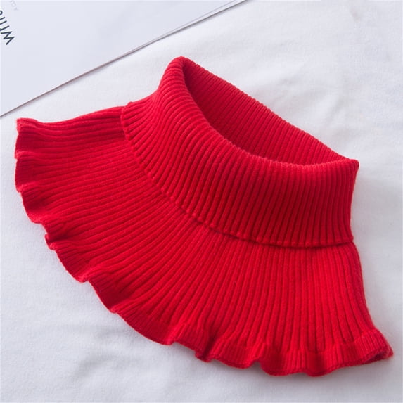 Silk Neckerchiefs Women'S Turtleneck Dickey Collar Knitted Detachable Collars Mock High Turtleneck Dickey Collar For Women Girl,Red Polyester Scarf