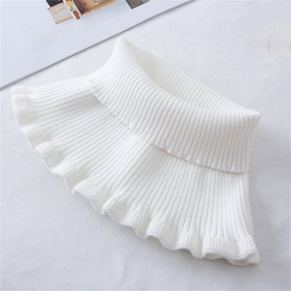Silk Neckerchiefs Women'S Turtleneck Dickey Collar Knitted Detachable Collars Mock High Turtleneck Dickey Collar For Women Girl,White Polyester Scarf
