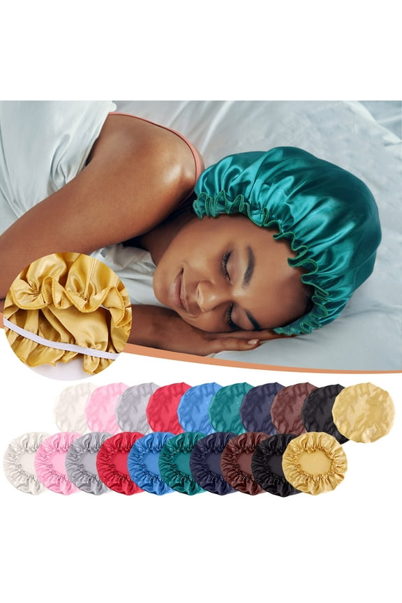 Silk Night Cap, Reusable Silk Bonnet, Adjustable Satin Bath Cap for Women Curly Natural Hair