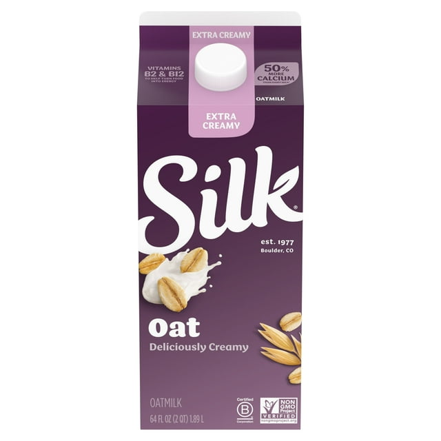 Silk Oat Milk, Extra Creamy, Dairy Free, Gluten Free, 64 FL OZ Half