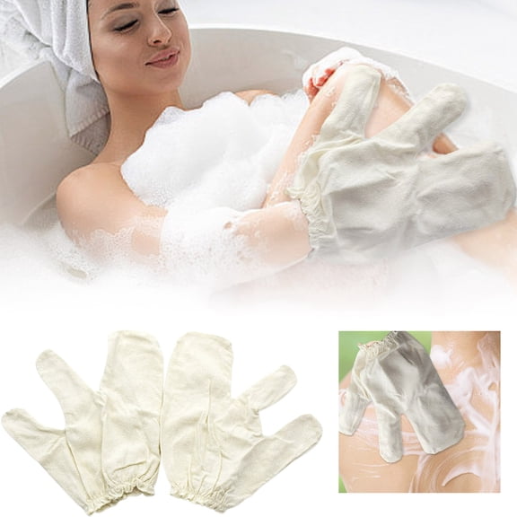 Silk Original Massage Gloves Ayurvedic Spa Hand Mittens 2 Pack with Elastic Wristband