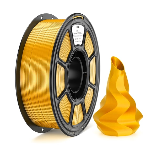 Silk PLA 3D Printer Filament 1.75mm, 1kg Spool, Shiny Gloss Finish, +/-0.02mm Accuracy, Compatible with Most FDM 3D Printers, Silk Light Gold