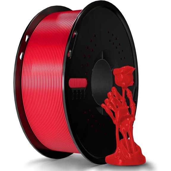 Silk PLA 3D Printer Filament 1.75mm, Silk Red 1KG Spool (2.2lbs), High Gloss Finish, Dimensional Accuracy +/- 0.02mm, Tangle-Free, Vacuum Sealed, Fit Most FDM Printers