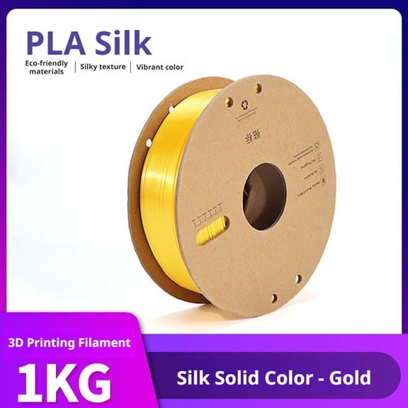 Silk PLA Filament 1.75mm 1KG, High-Gloss 3D Printer Filament with +/- 0.02mm Accuracy, High-Speed Optimized for Bambu Lab & Creality, Tangle-Free Shiny 3D Printing Material, Gold (1 Roll)