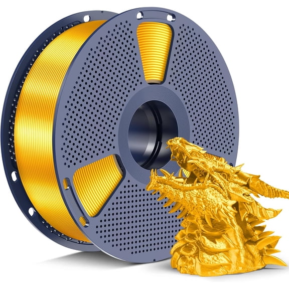 Silk PLA+ Filament 1.75mm, Chrome Like Gloss Finish, Smooth Silk Texture, Upgraded Formula for Stable Printing, 1kg(2.2lbs) PLA Plus 3D Printer Filament, Gold